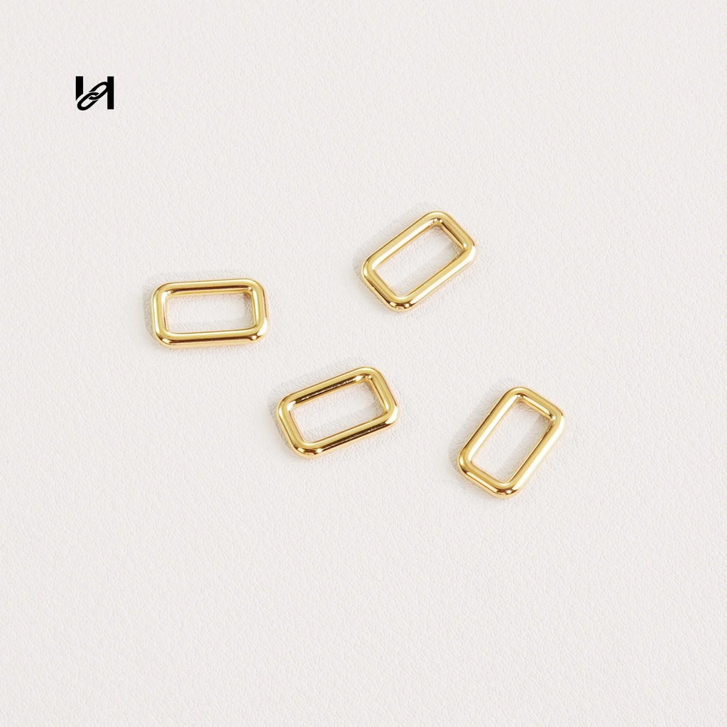 10.5mm Stainless Steel Square Rings - 1pcs / gold - hardware