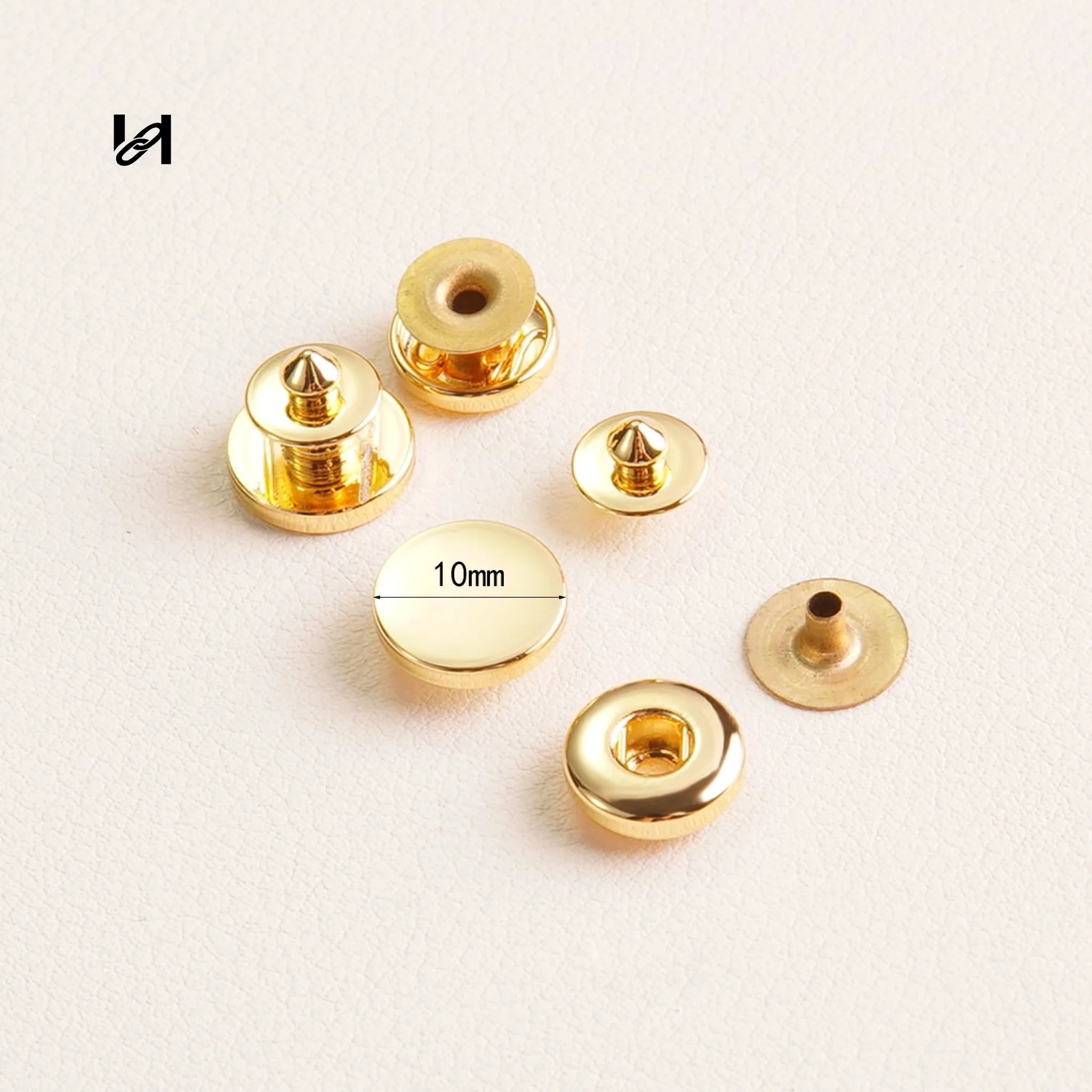 10mm Brass Snap Buttons – Durable Fasteners for Bags & Leather Craft