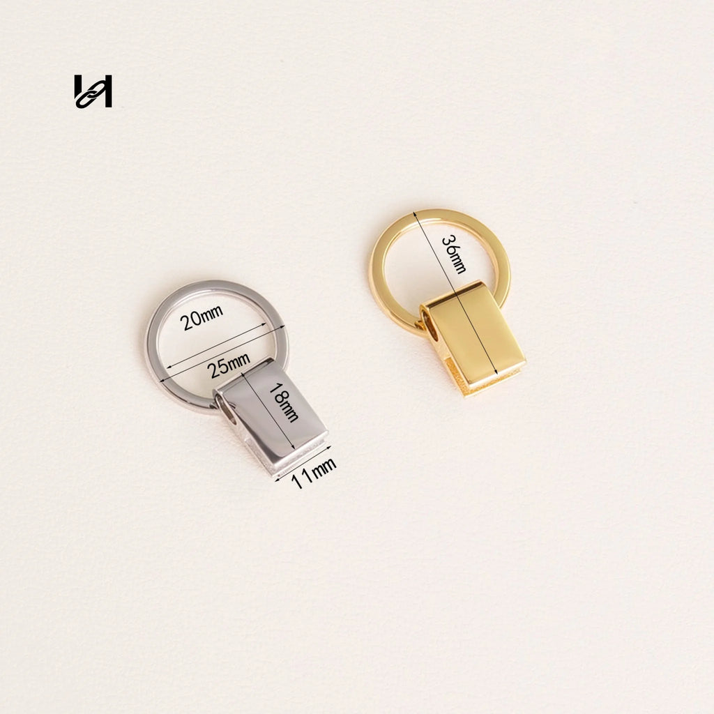 11mm Stainless Steel Minimalist Keychain Bag Charm - hardware