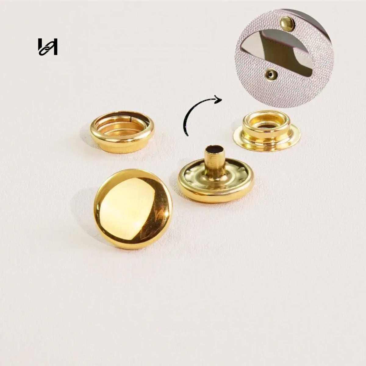 slightly hollow snap button - gold / 12.5mm - hardware