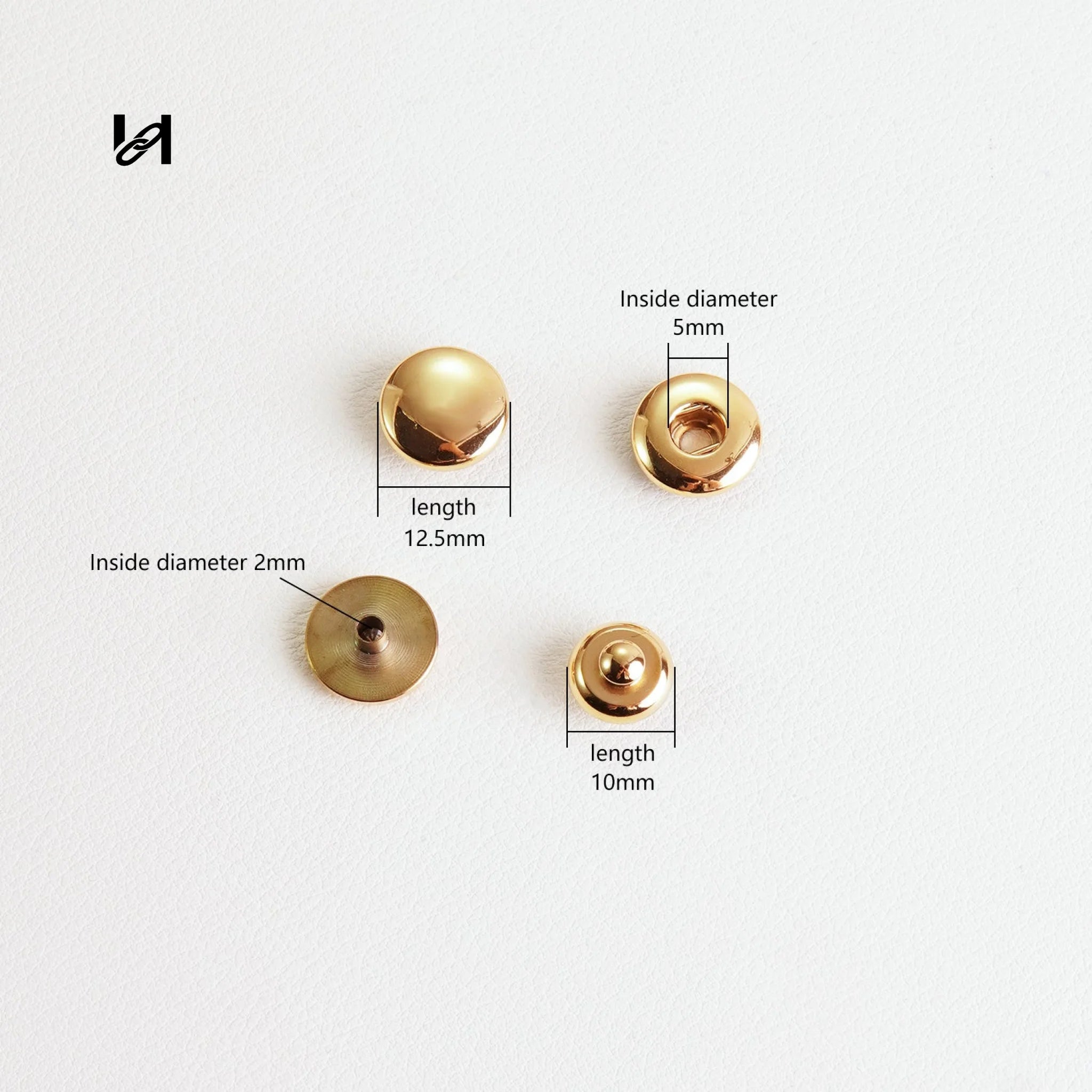 12.5mm Stainless Steel Double-Sided Visible Snap Button - gold / stainless steel - hardware