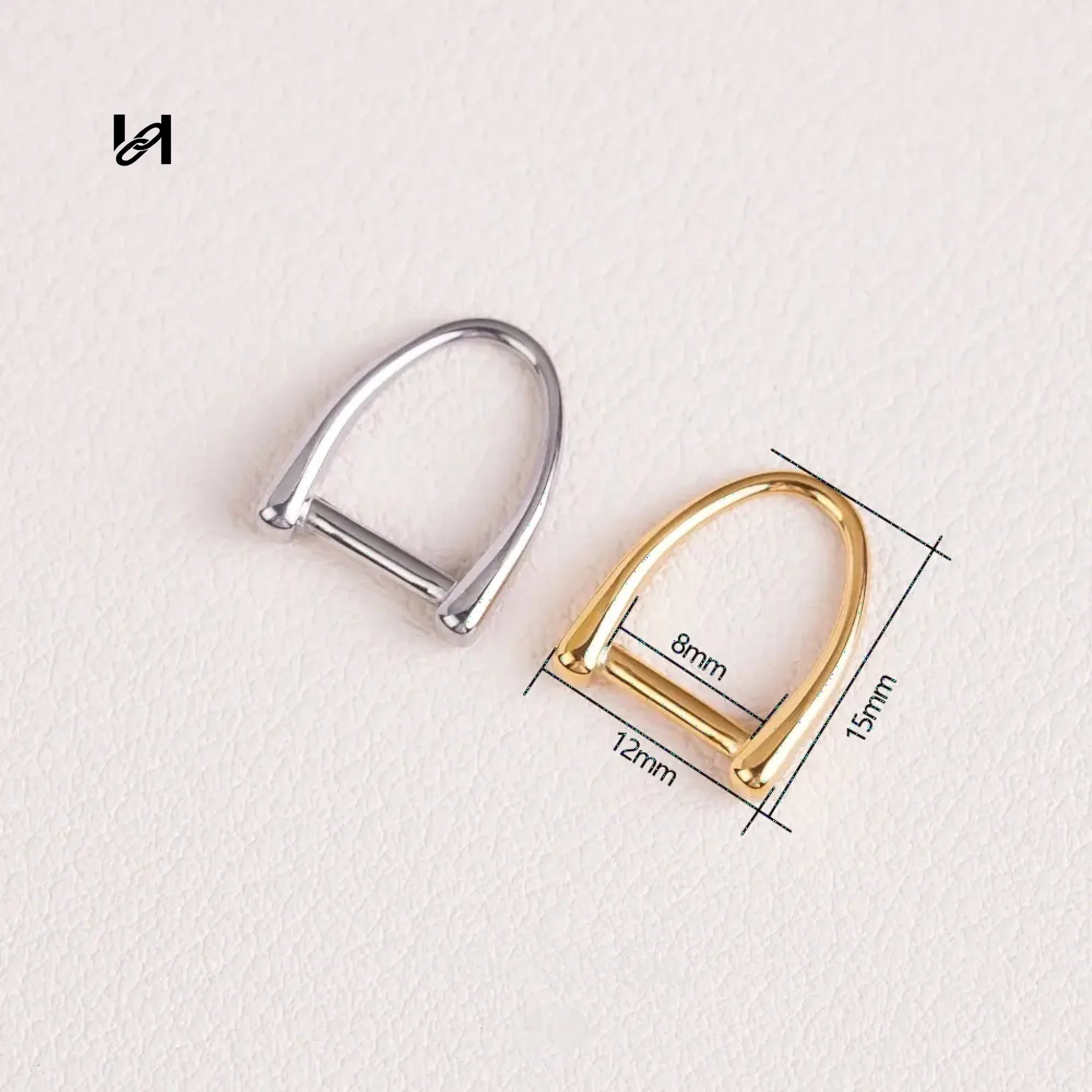 15x12mm Stainless Steel D-Ring Pull Tab – Gold & Silver Bag Hardware Connector for Leather Goods