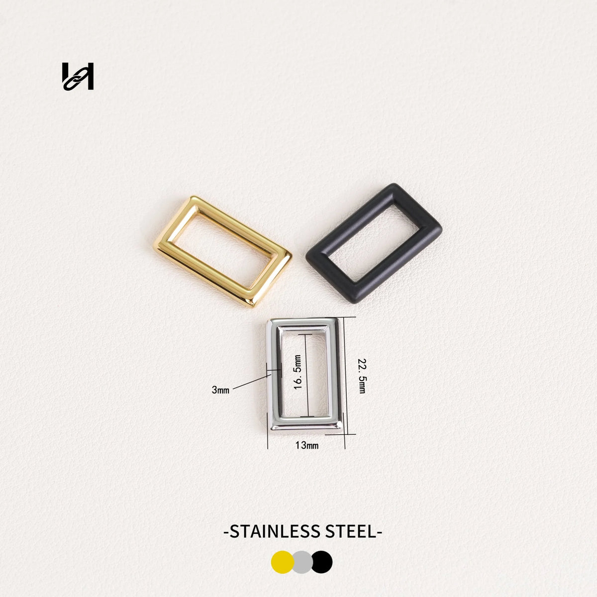 16mm Rectangle Ring – Stainless Steel Bag Strap Buckle | Gold, Silver & Matte Black
