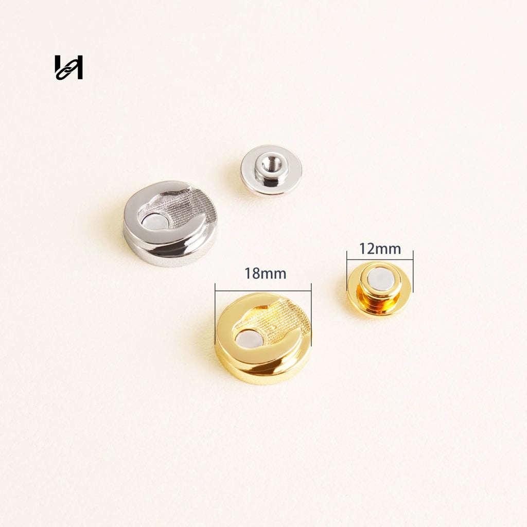 18mm Solid Brass Magnetic Lock for Leather Bags - hardware