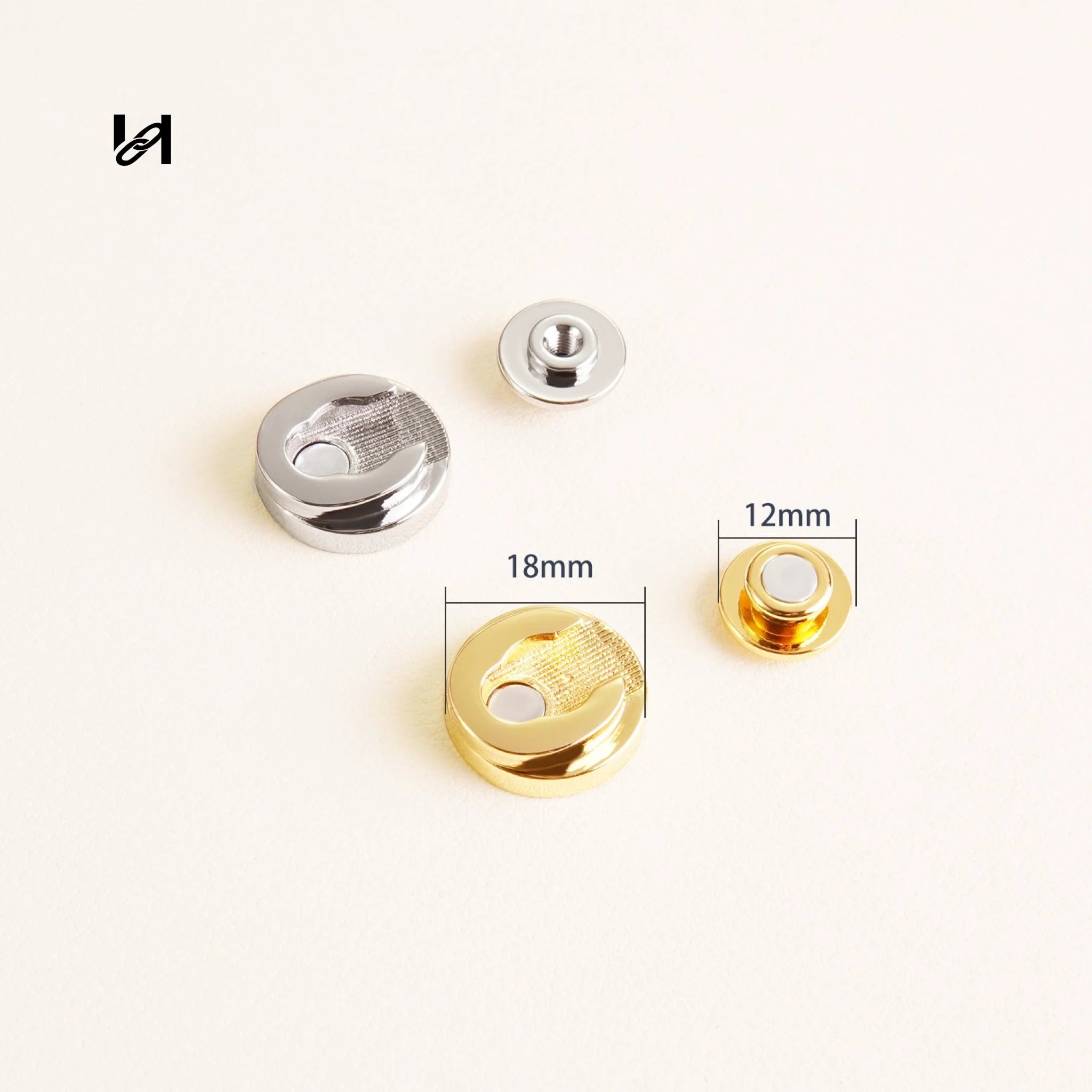 18mm Solid Brass Magnetic Lock for Leather Bags - hardware