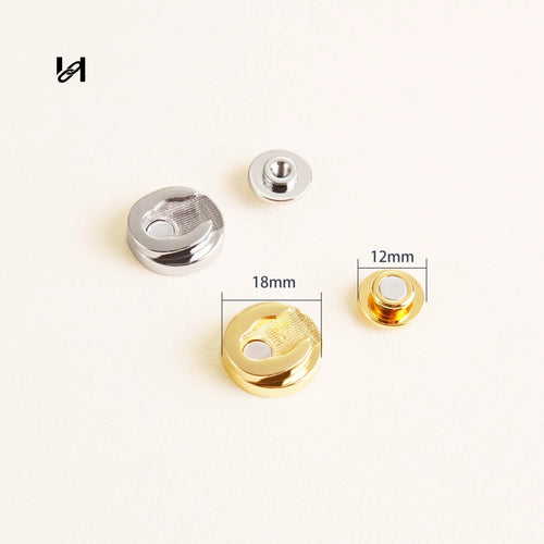 18mm Solid Brass Magnetic Lock for Leather Bags - hardware