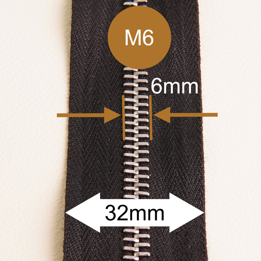 Silver M6 Size Teeth Zipper Tape