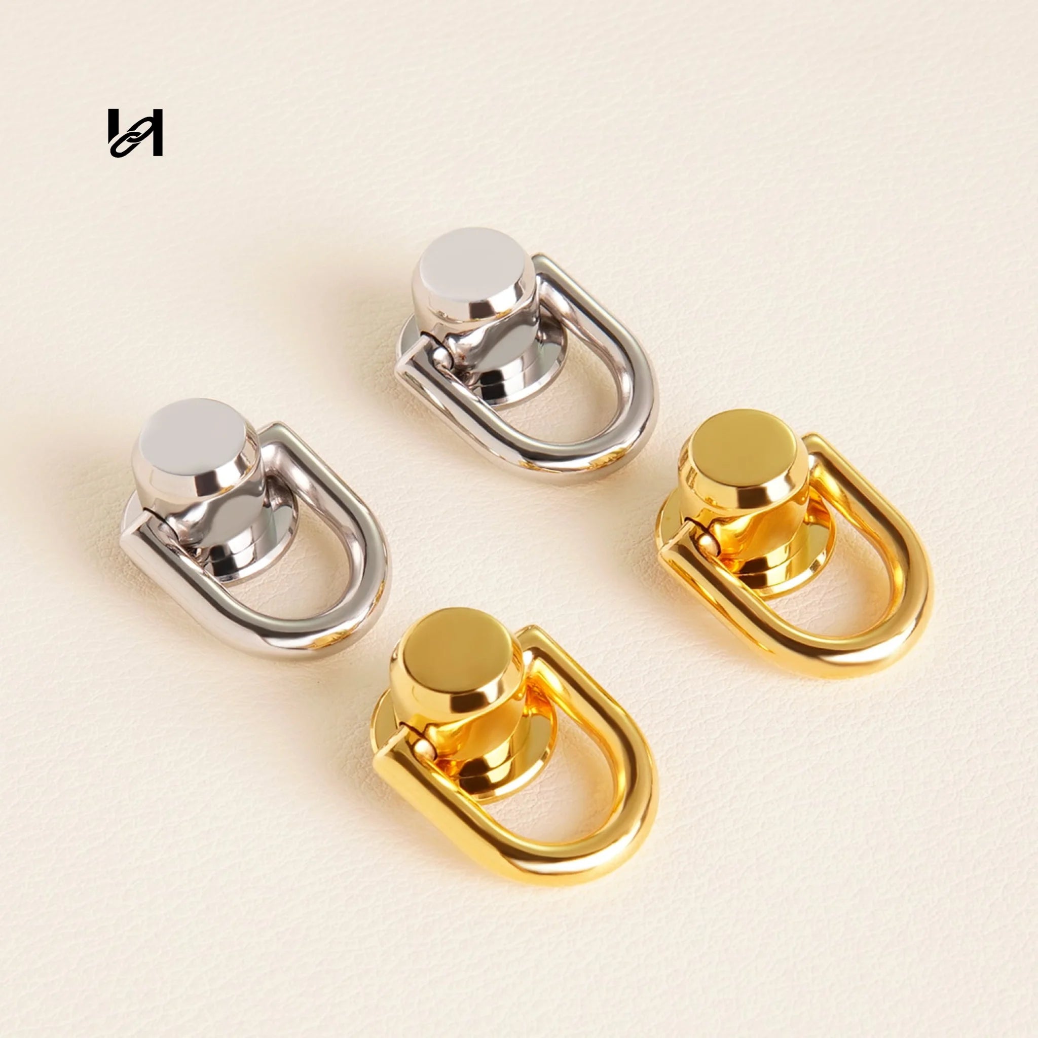 24x17mm Stainless Steel Bag Handle Holder Connector – Gold D-Ring Screw Post for Handbags & Leather Goods