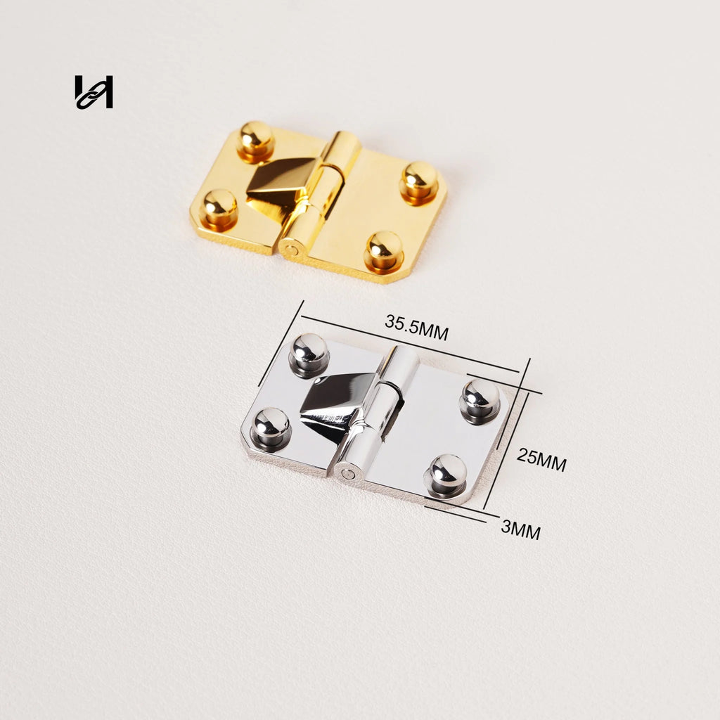 316L Stainless Steel Box Hinge 35.5mm x 25mm | 24K Gold Plated / Mirror Polished Silver | Luxury Bag Box Hardware