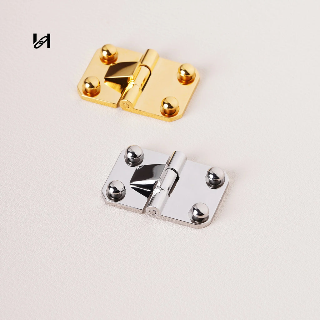 316L Stainless Steel Box Hinge 35.5mm x 25mm | 24K Gold Plated / Mirror Polished Silver | Luxury Bag Box Hardware