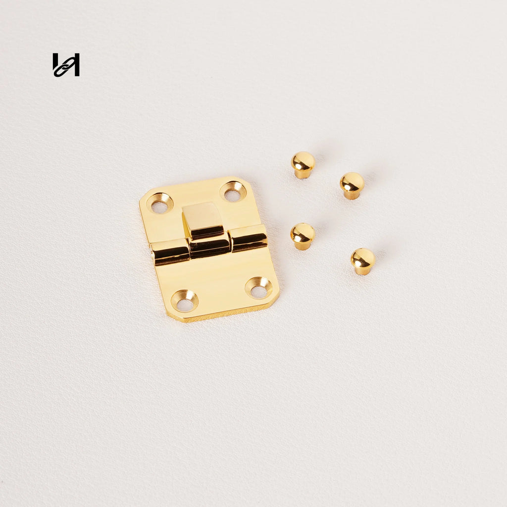 316L Stainless Steel Box Hinge 35.5mm x 25mm | 24K Gold Plated / Mirror Polished Silver | Luxury Bag Box Hardware