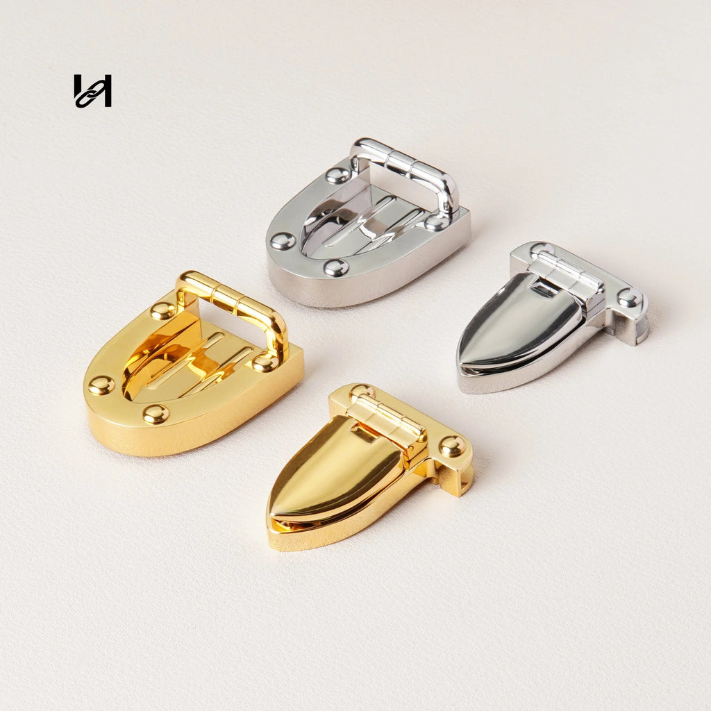 316L Stainless Steel Fold Over Clasp Lock 49.7mm x 35mm | 24K Gold Plated / Mirror Polished Silver | Luxury Bag Closure