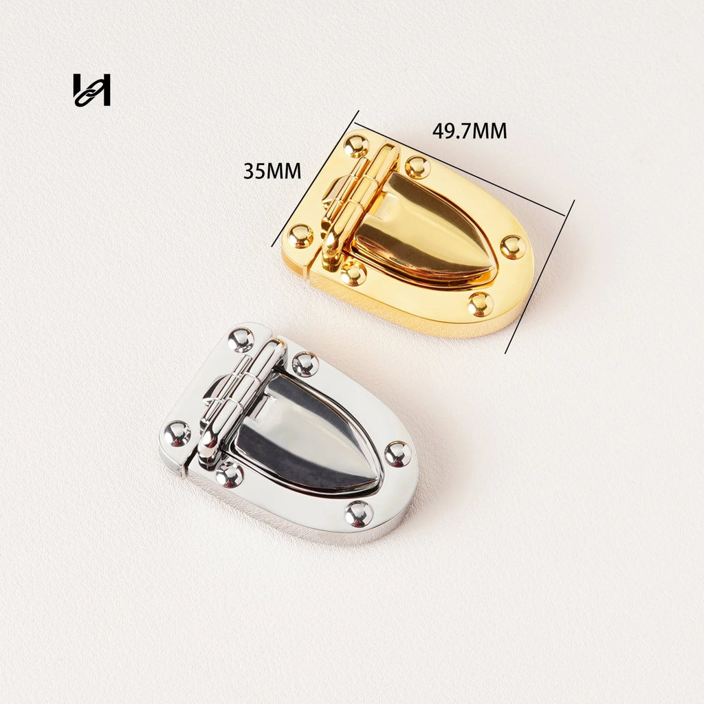 316L Stainless Steel Fold Over Clasp Lock 49.7mm x 35mm | 24K Gold Plated / Mirror Polished Silver | Luxury Bag Closure Hardware