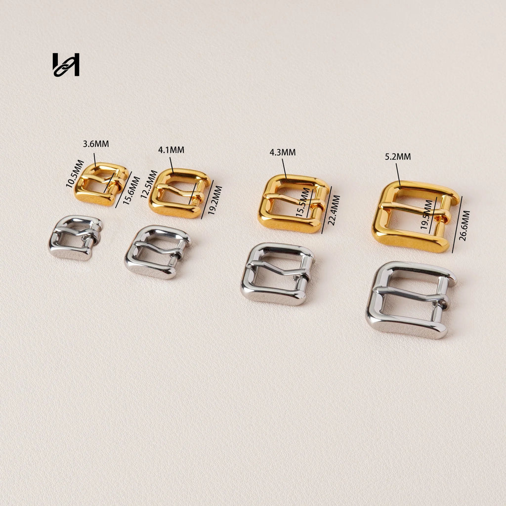 12.5mm 316L Stainless Steel Mini Pin Buckle 24K Gold Plated Silver Bag Strap Hardware