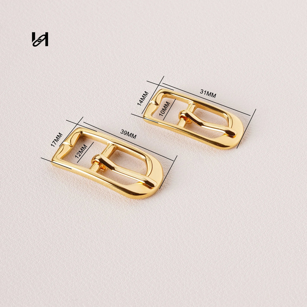316L Stainless Steel Pin Buckle | 24K Gold PVD Plated Center Bar Buckle for Leather Belts & Bag Straps
