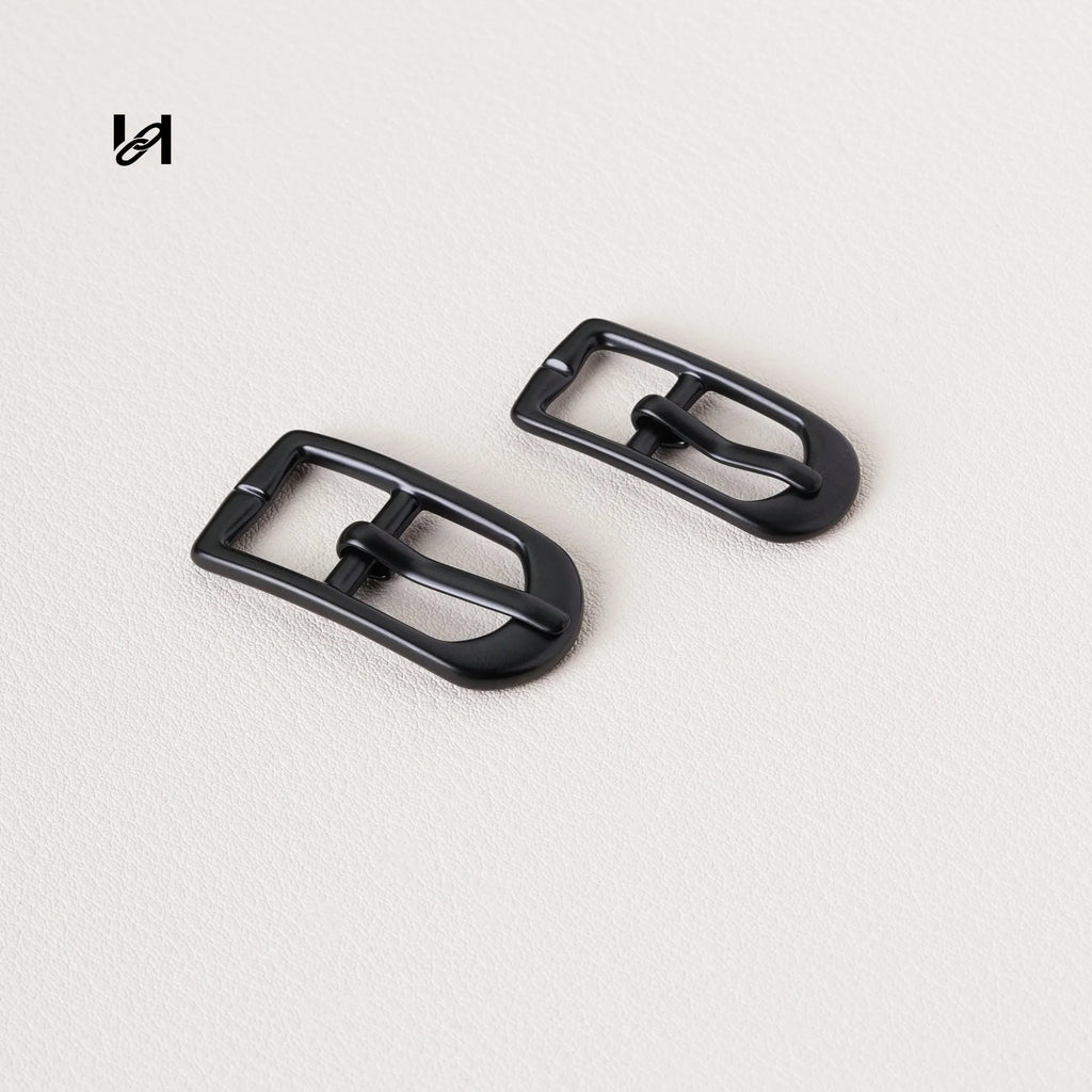 316L Stainless Steel Pin Buckle | 24K Gold PVD Plated Center Bar Buckle for Leather Belts & Bag Straps - Black