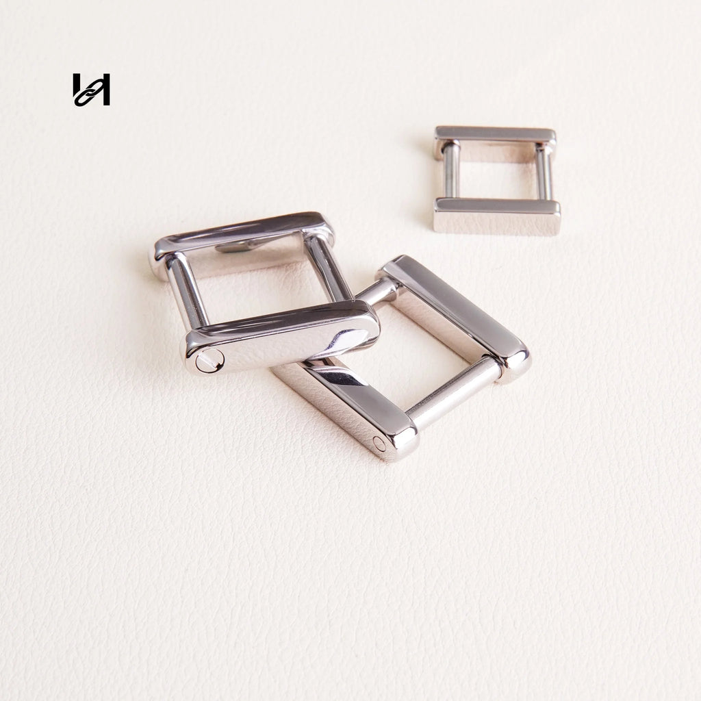 316L Stainless Steel Screw Square Ring | 24K Gold Plated / Silver / Sandblasted Black | Leather Strap Bag Hardware