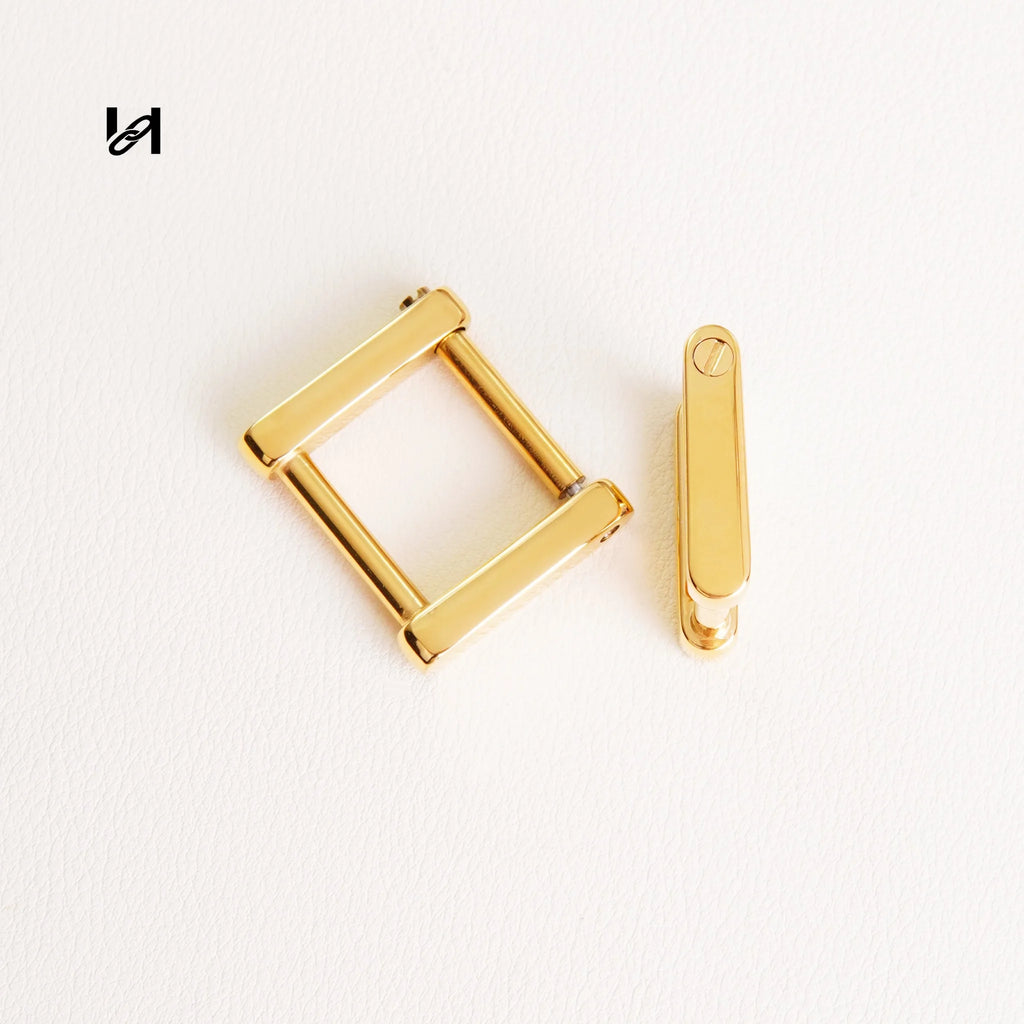 316L Stainless Steel Screw Square Ring | 24K Gold Plated / Silver / Sandblasted Black | Leather Strap Bag Hardware