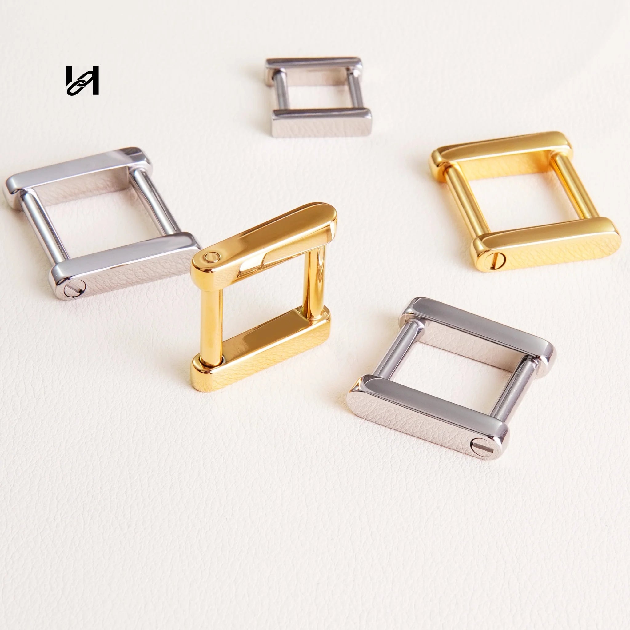 316L Stainless Steel Screw Square Ring | 24K Gold Plated / Silver / Sandblasted Black | Leather Strap Bag Hardware