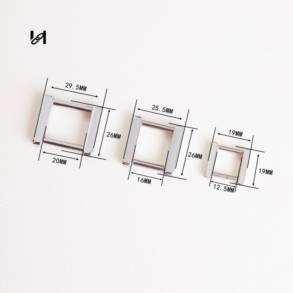 316L Stainless Steel Screw Square Ring | 24K Gold Plated / Silver / Sandblasted Black | Leather Strap Bag Hardware