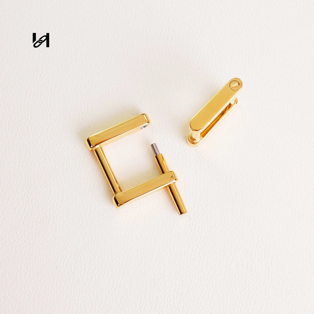 316L Stainless Steel Screw Square Ring | 24K Gold Plated / Silver / Sandblasted Black | Leather Strap Bag Hardware
