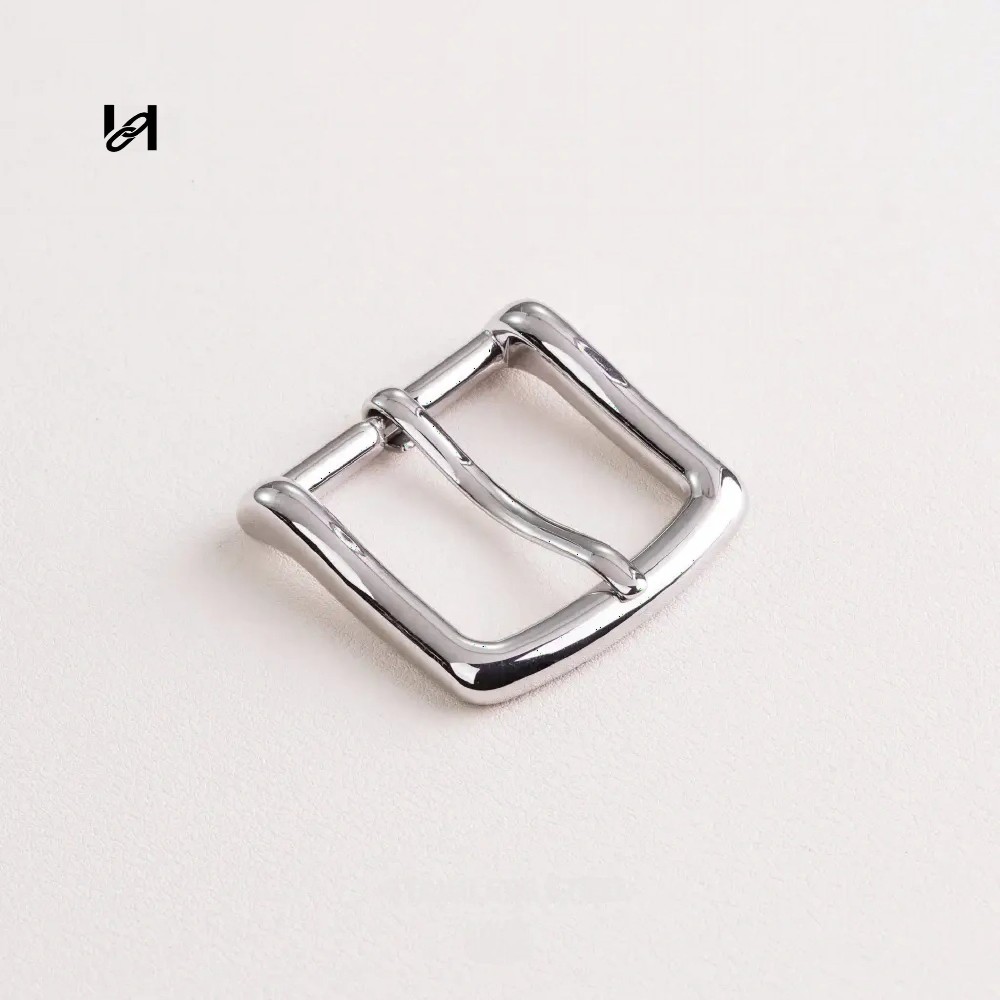 Stainless steel square-curve belt buckle - Silver - hardware
