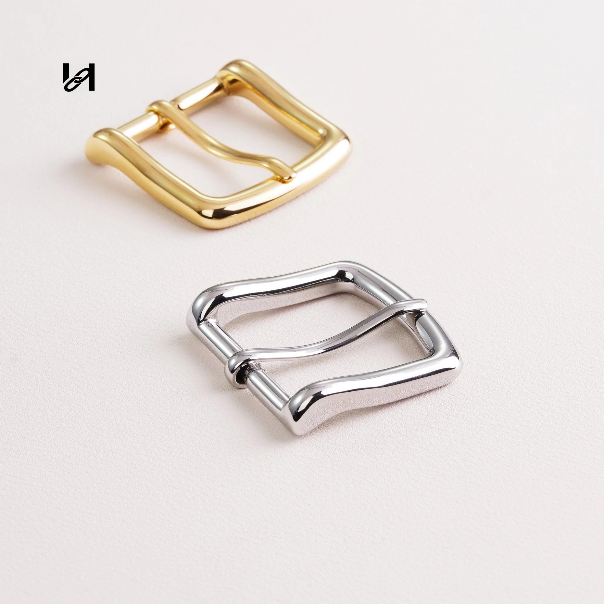 32mm Stainless Steel Pin Belt Buckle – Gold & Silver Square Curve Hardware for Belts & Leather Bags - hardware