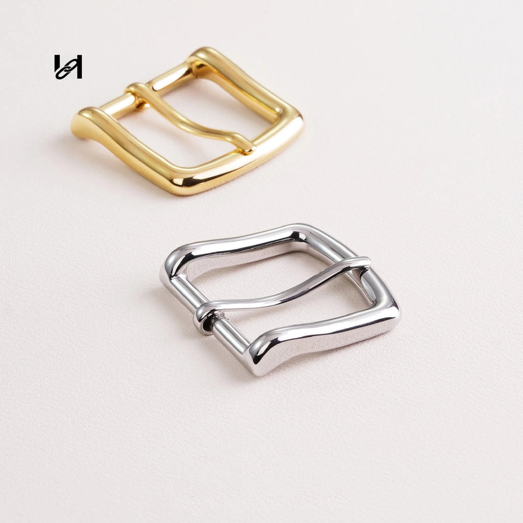 32mm Stainless Steel Pin Belt Buckle – Gold & Silver Square Curve Hardware for Belts & Leather Bags - hardware