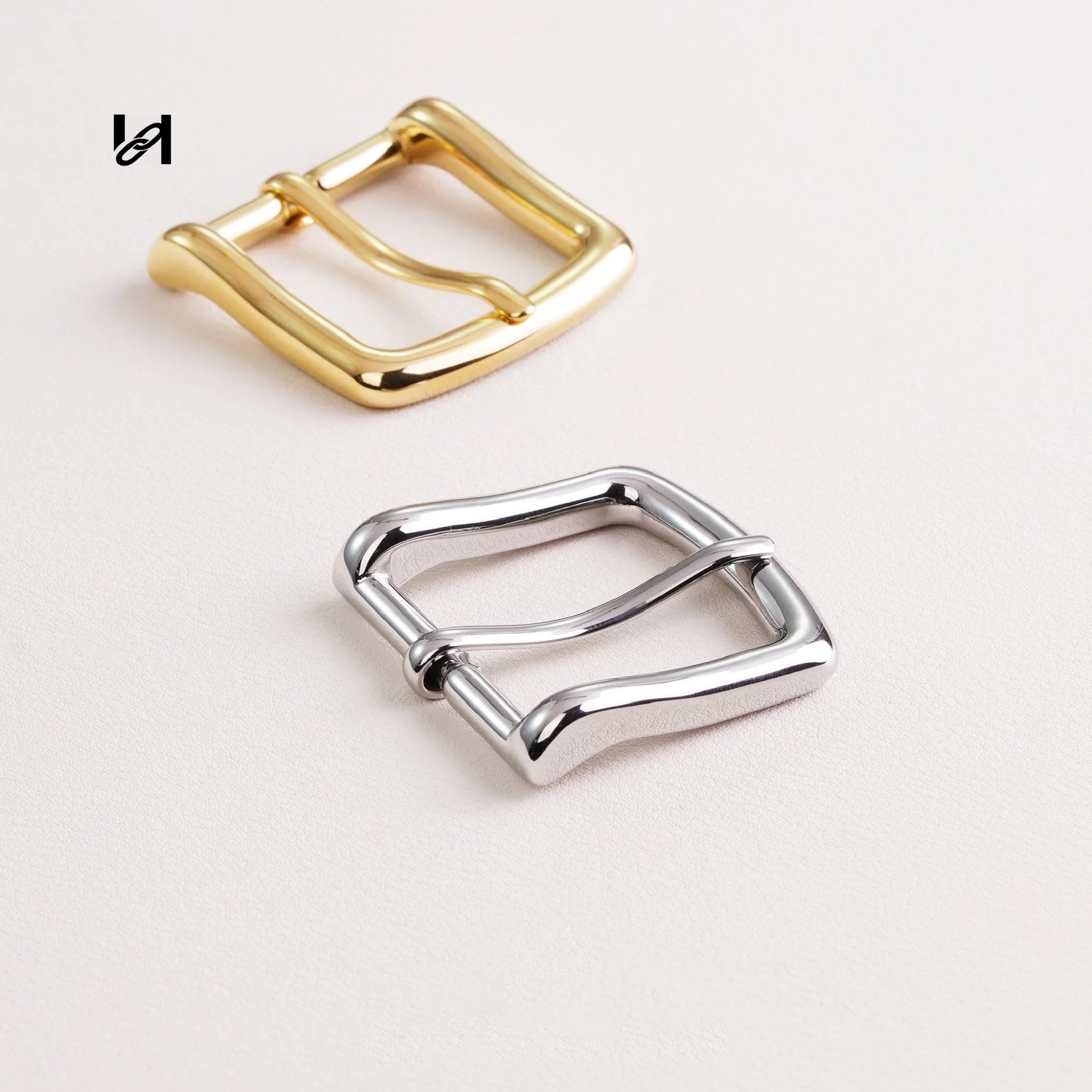 32mm Stainless Steel Pin Belt Buckle – Gold & Silver Square Curve Hardware for Belts & Leather Bags - hardware