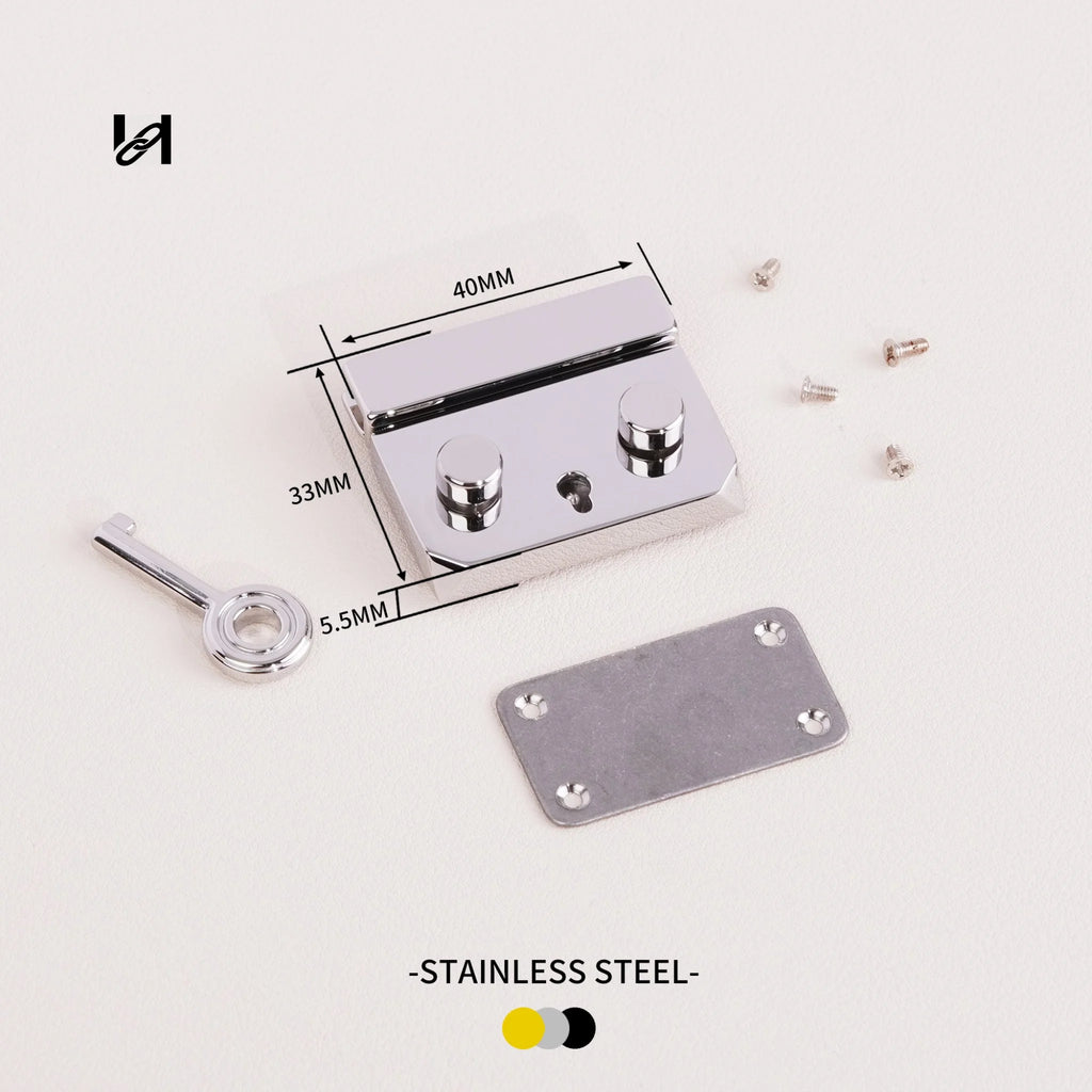 40×33mm Stainless Steel Briefcase Lock for Luggage - silver - hardware