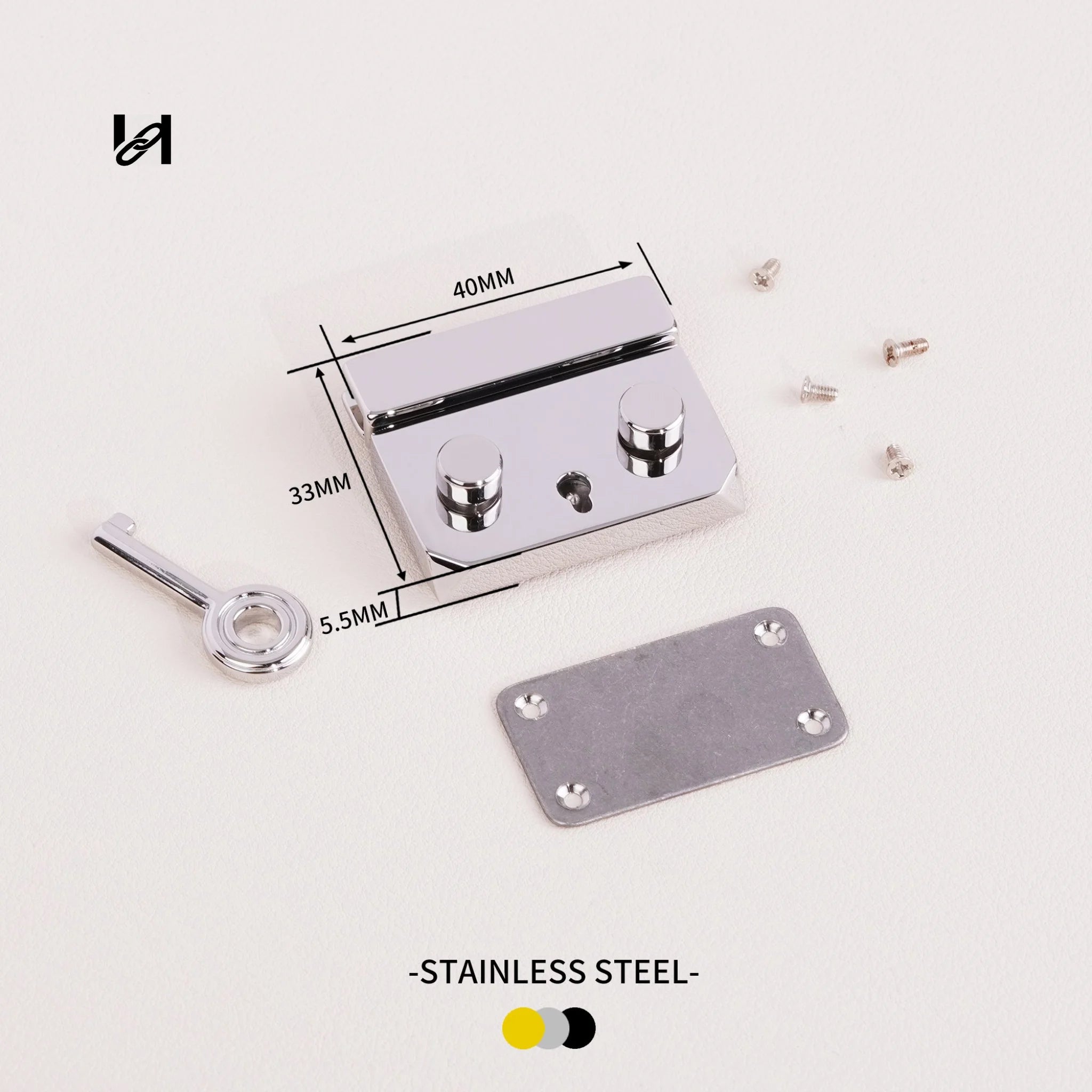 40×33mm Stainless Steel Briefcase Lock for Luggage - silver - hardware