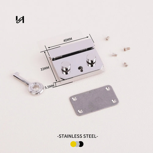 40×33mm Stainless Steel Briefcase Lock for Luggage - silver - hardware