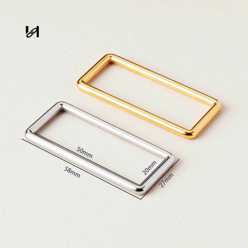 50mm 316L Stainless Steel Square Ring, Shoulder Strap & Webbing Connector - hardware