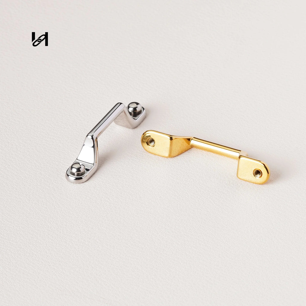 51mm 316L Stainless Steel Trunk Handle Loops, 24K Gold PVD Plated, Handle End Brackets for Leather Trunks, Boxes & Briefcases (Pair)