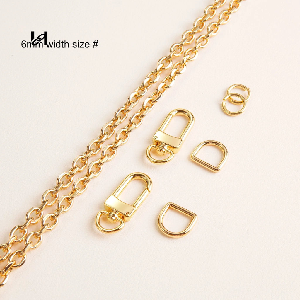 6mm & 8mm width round chain - Gold / 6mm width chian set