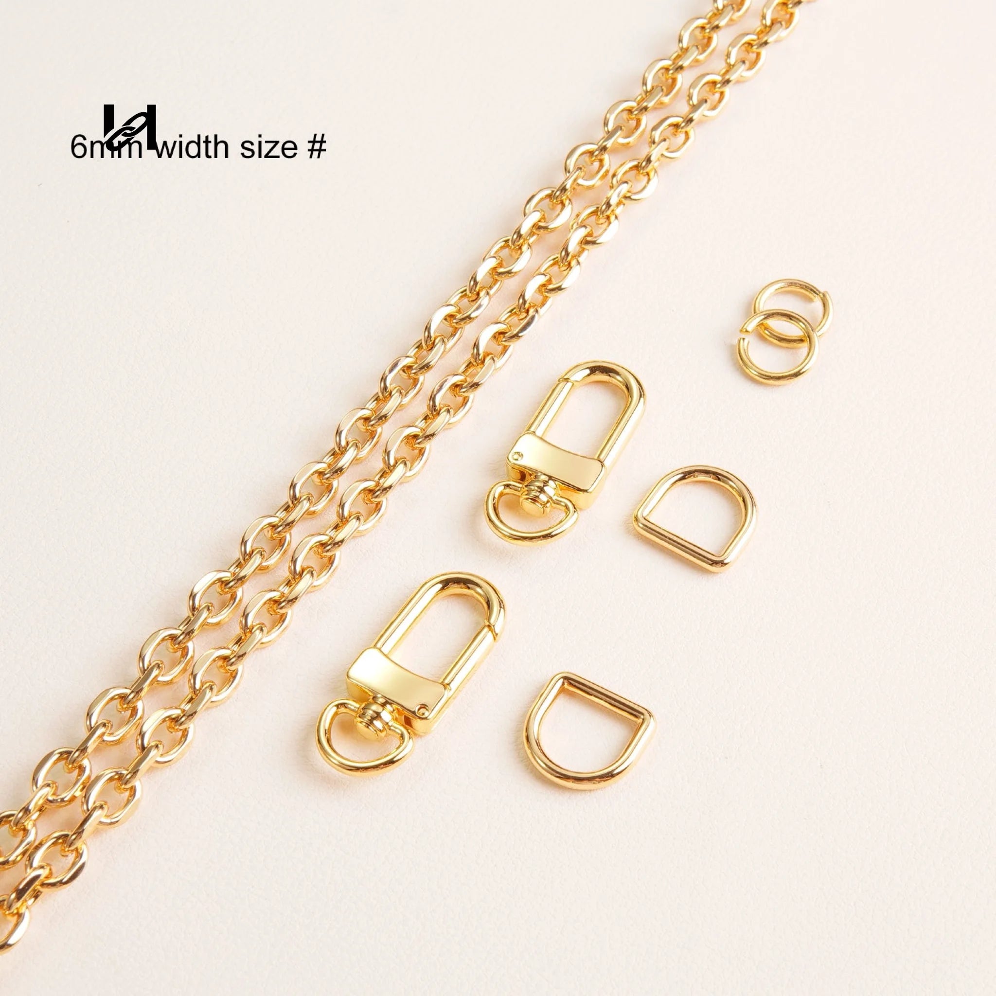 6mm & 8mm width round chain - Gold / 6mm width chian set