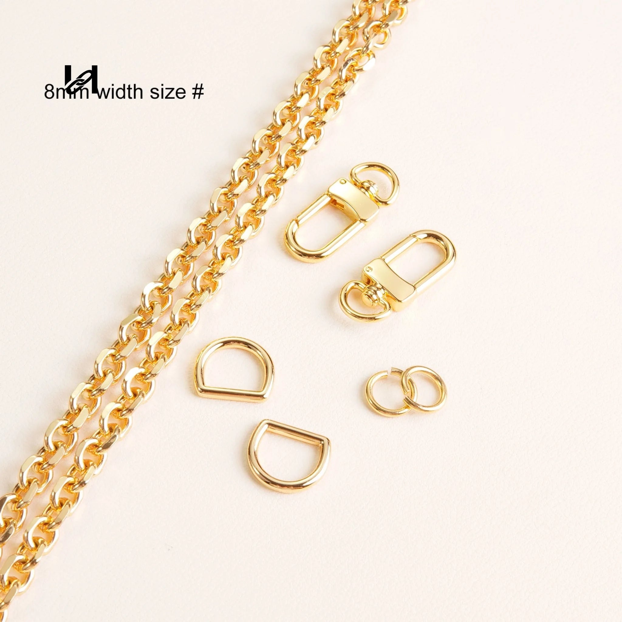 6mm & 8mm width round chain - Gold / 8mm width chian set