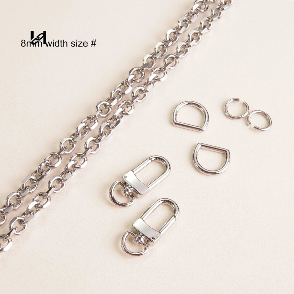 6mm & 8mm width round chain - Silver / 8mm width chian set
