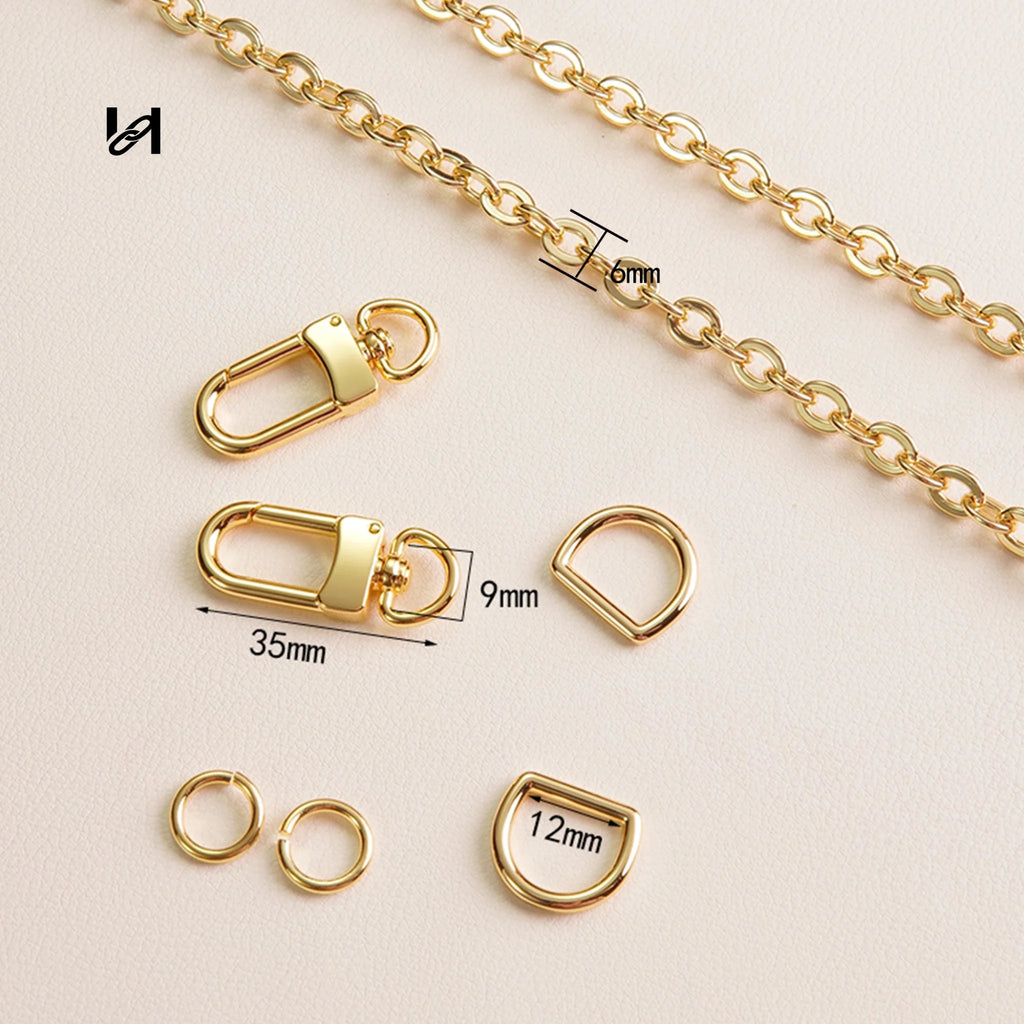 6mm Stainless Steel 3-in-1 Chain Strap for Bags
