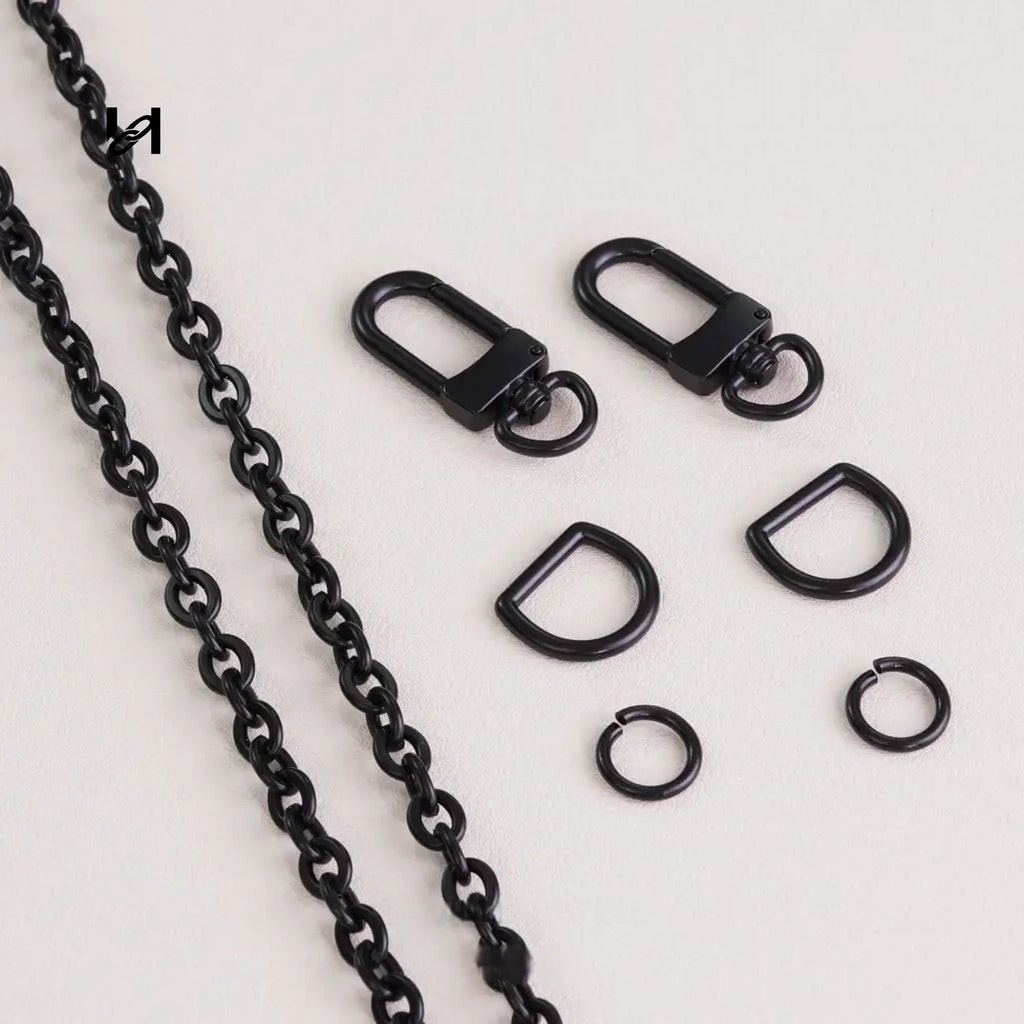3 in 1 6mm Chain - Chain Hook Buckle Set / Black