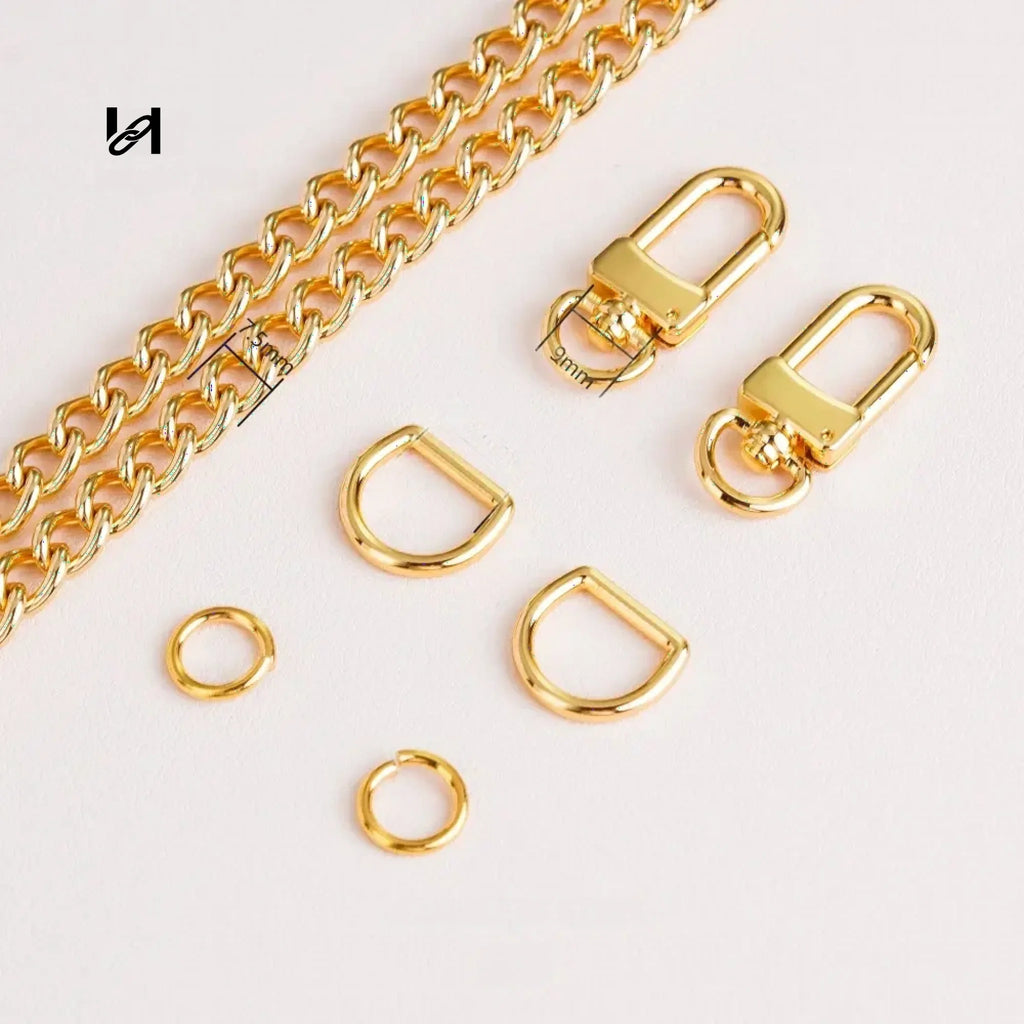 7.5MM stainless steel oval egg-shaped chain - Gold / Chain Set - hardware