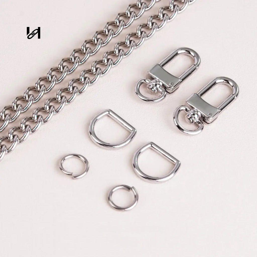 7.5MM stainless steel oval egg-shaped chain - Silver / Chain Set - hardware