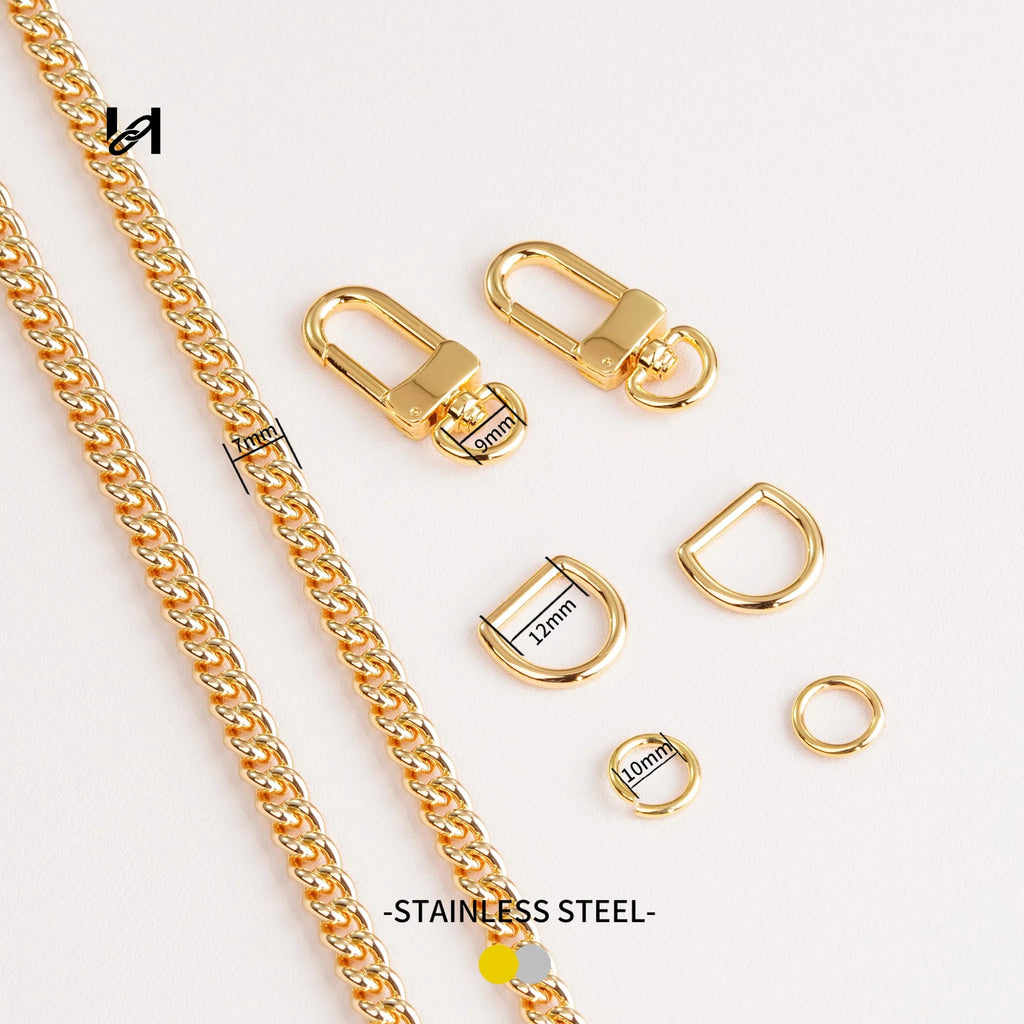 7MM Round Line Chain - gold / Chain Set - hardware
