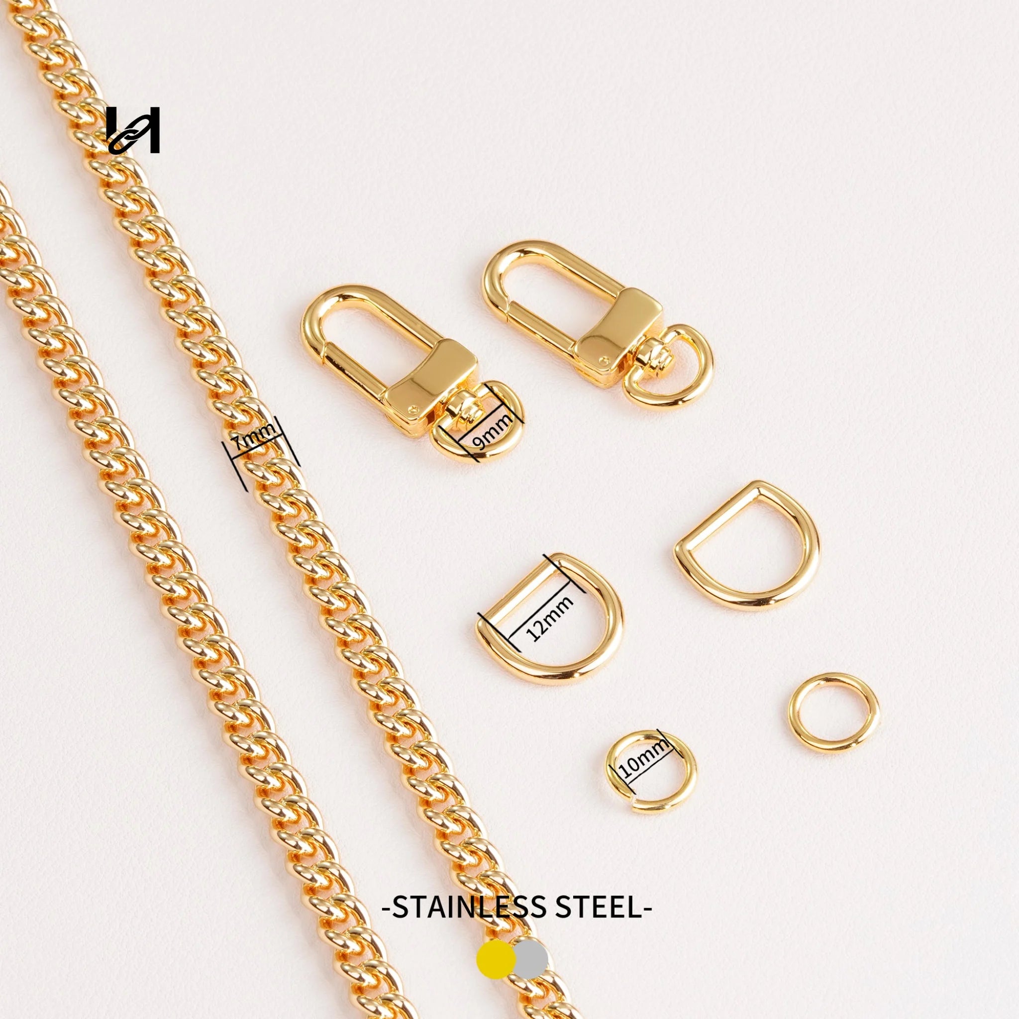 7MM Round Line Chain - gold / Chain Set - hardware