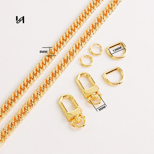 8MM double woven chain - Chain Set / gold - hardware