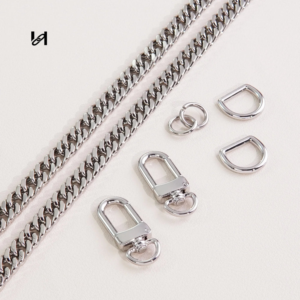 8MM double woven chain - Chain Set / silver - hardware
