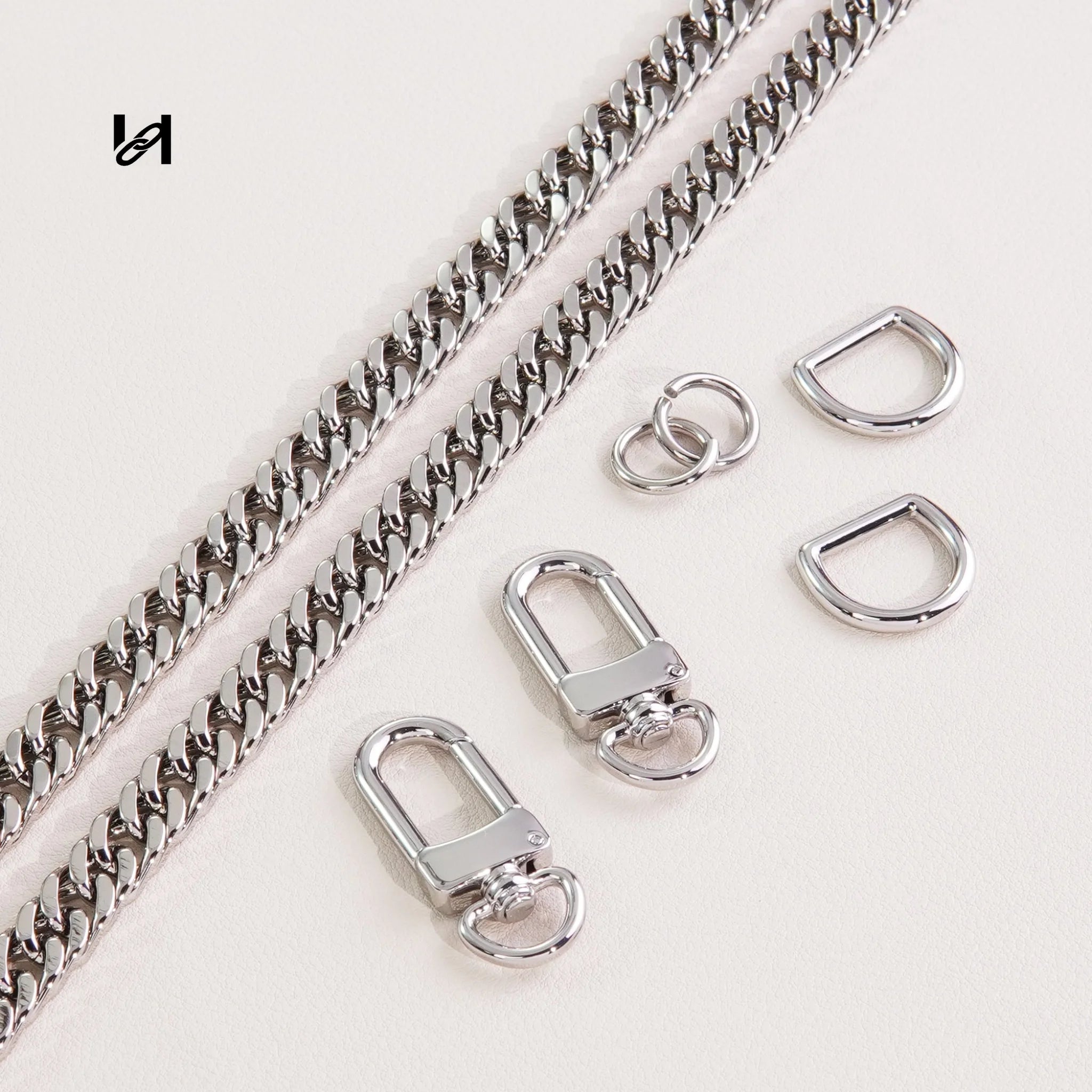 8MM double woven chain - Chain Set / silver - hardware