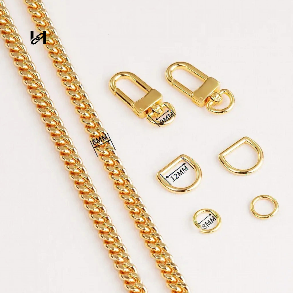 8MM Two Faceted diamond Chain - Gold / Chain Set - hardware
