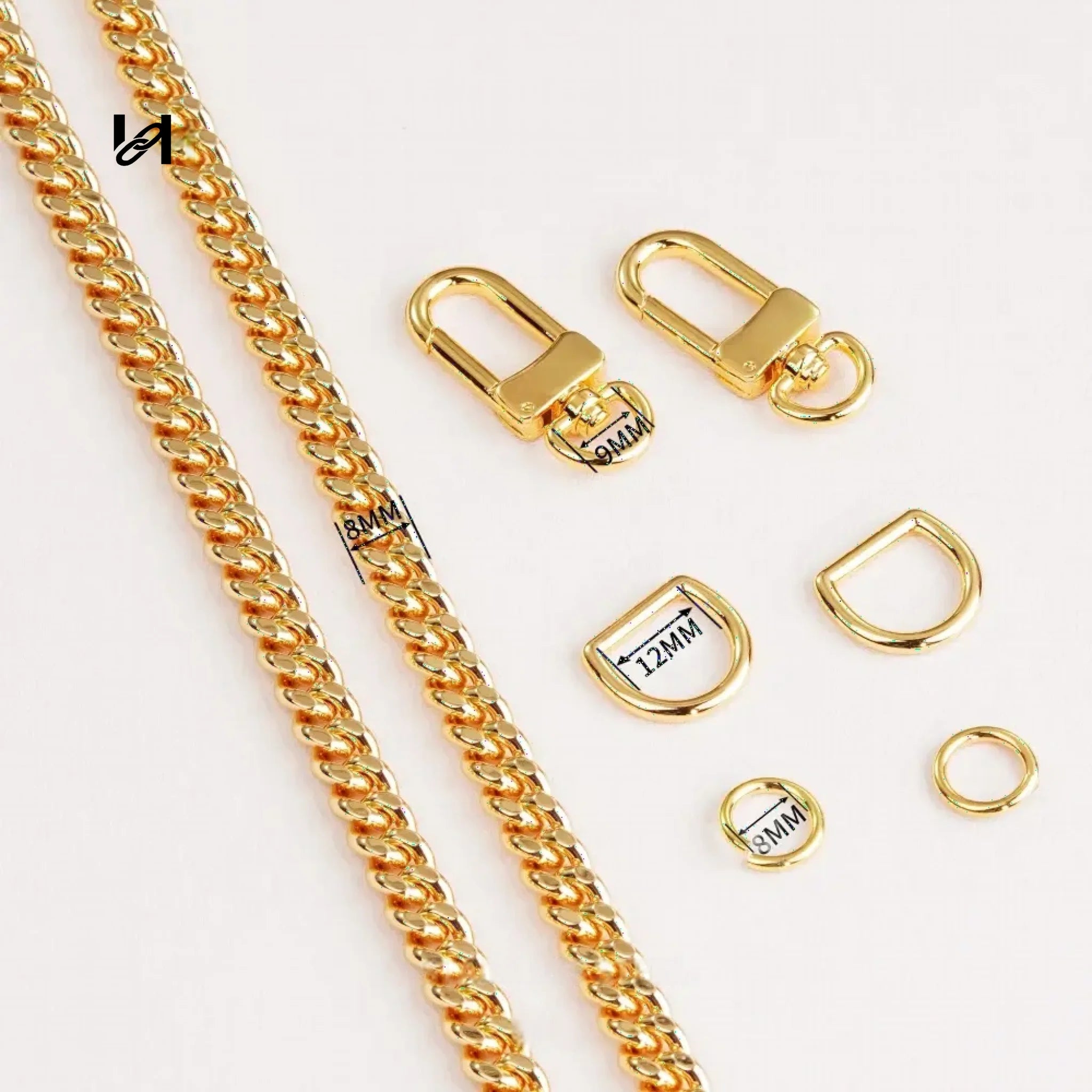 8MM Two Faceted diamond Chain - Gold / Chain Set - hardware