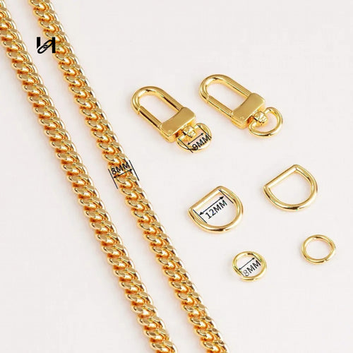 8MM Two Faceted diamond Chain - Gold / Chain Set - hardware